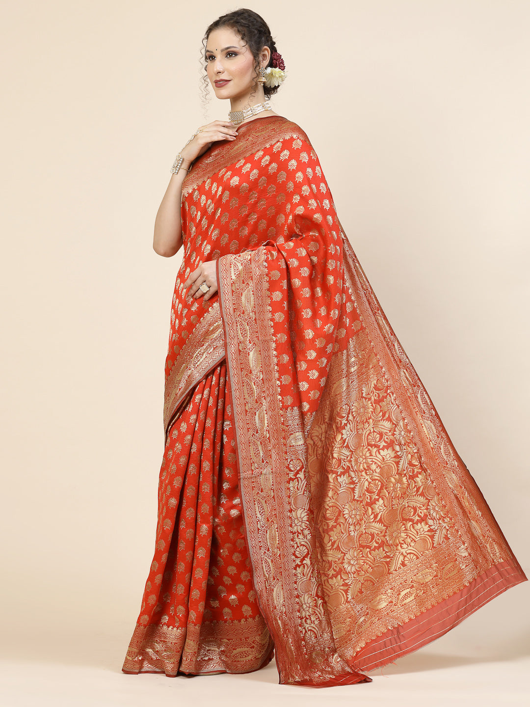 Kalini Ethnic Motifs Woven Design Jacquard Zari Banarasi Saree - Distacart