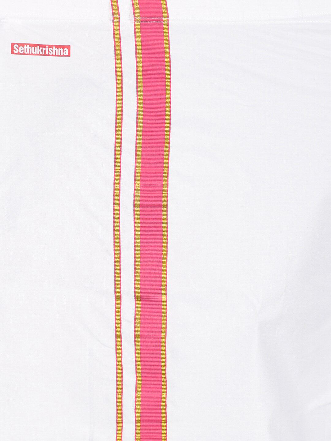 Sethukrishna Boys Pink & White Solid Shirt and Veshti Set - Distacart