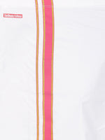 Thumbnail for Sethukrishna Boys Pink & White Solid Shirt and Veshti Set - Distacart