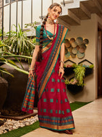 Thumbnail for Kalini Geometric Woven Design Zari Detail Saree - Distacart