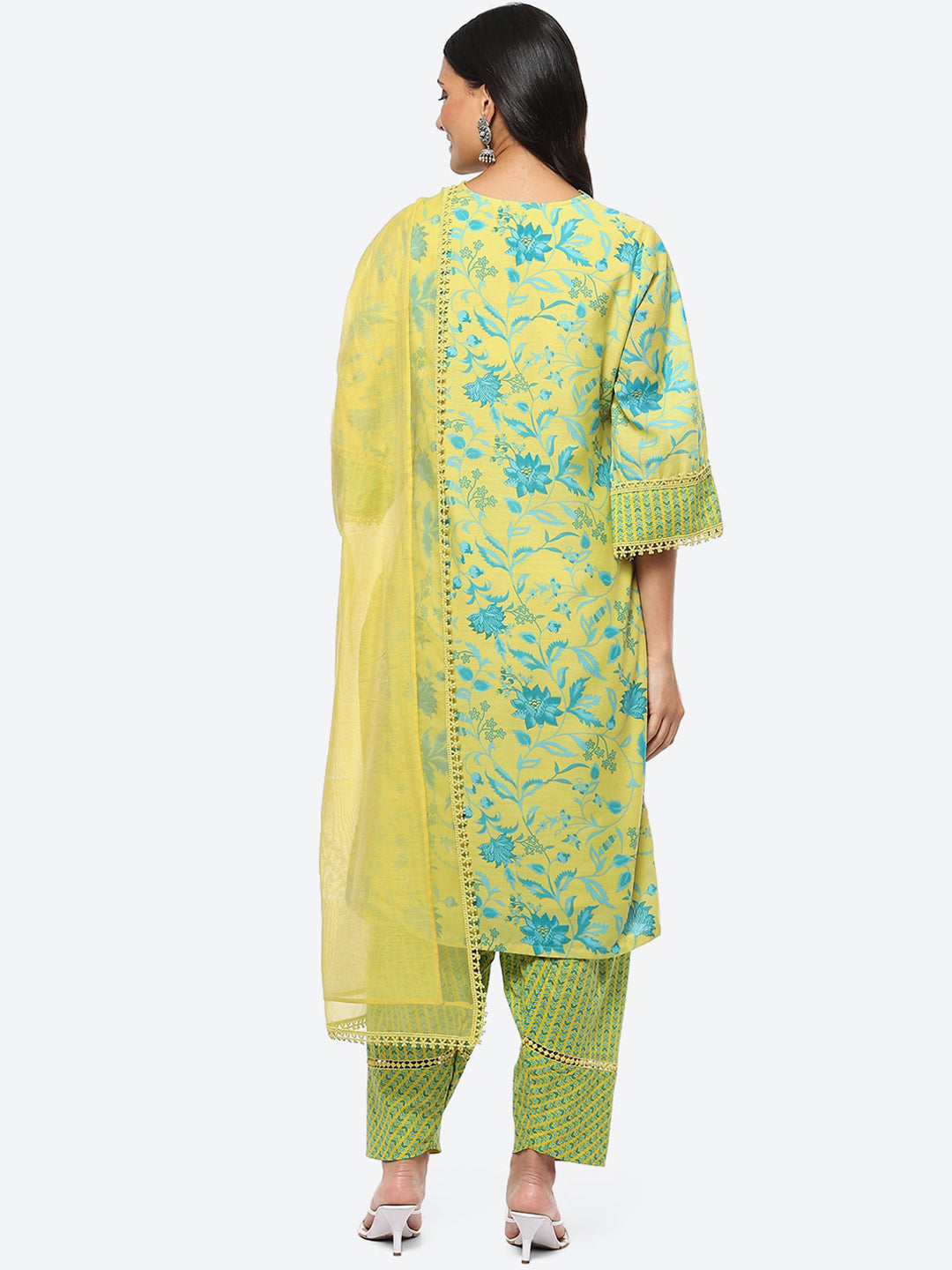 Biba Women Floral Printed Kurta & Salwar With Dupatta - Distacart