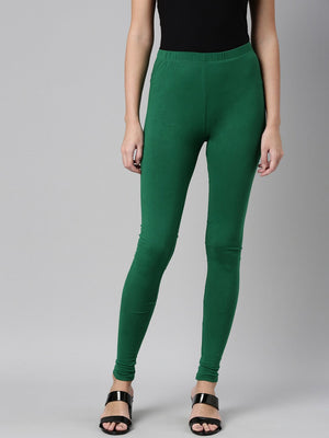 Souchii Green Solid Slim-Fit Leggings - Distacart