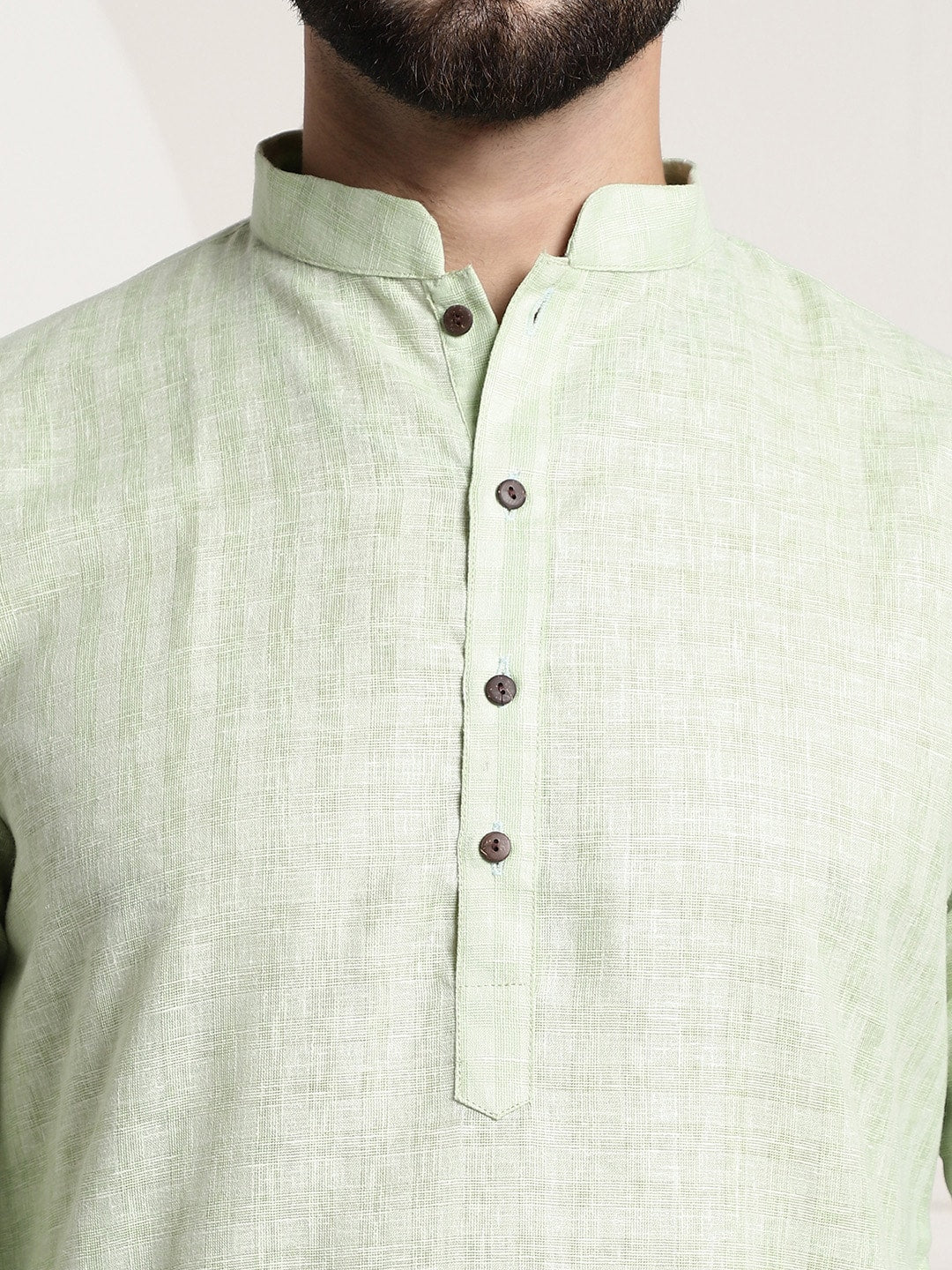Sojanya Men Green Dobby Checked Straight Kurta - Distacart