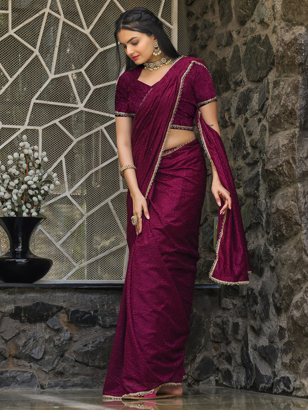 Tikhi Imli Abstract Printed Ready to Wear Saree - Distacart