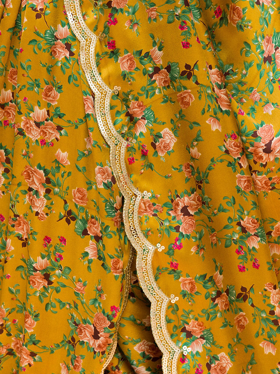 Koskii Floral Printed Gotta Patti Satin Saree - Distacart