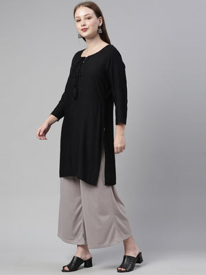 Souchii Grey Knitted Ethnic Palazzos - Distacart