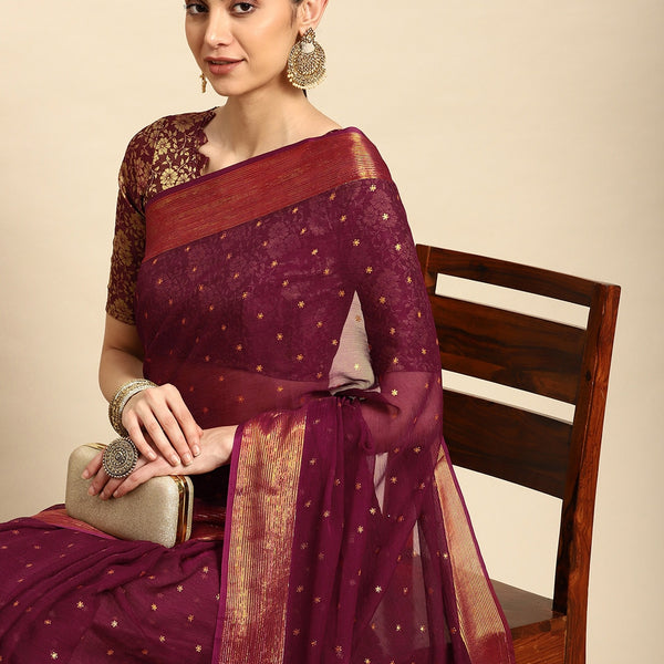 Mitera Floral Printed Pure Chiffon Saree - Distacart