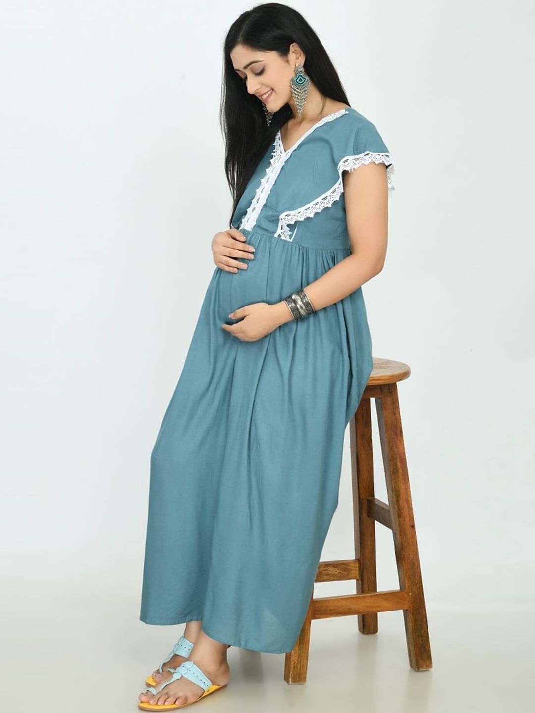 Kalini Women Maternity Thread Work Anarkali Kurta - Distacart