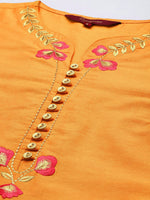 Thumbnail for Sangria Women Orange Ethnic Motifs Embroidered Kurta with Trousers - Distacart