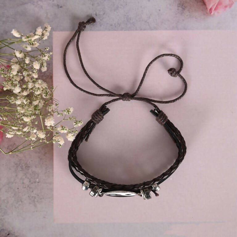 NVR Men Leather Wraparound Bracelet - Distacart