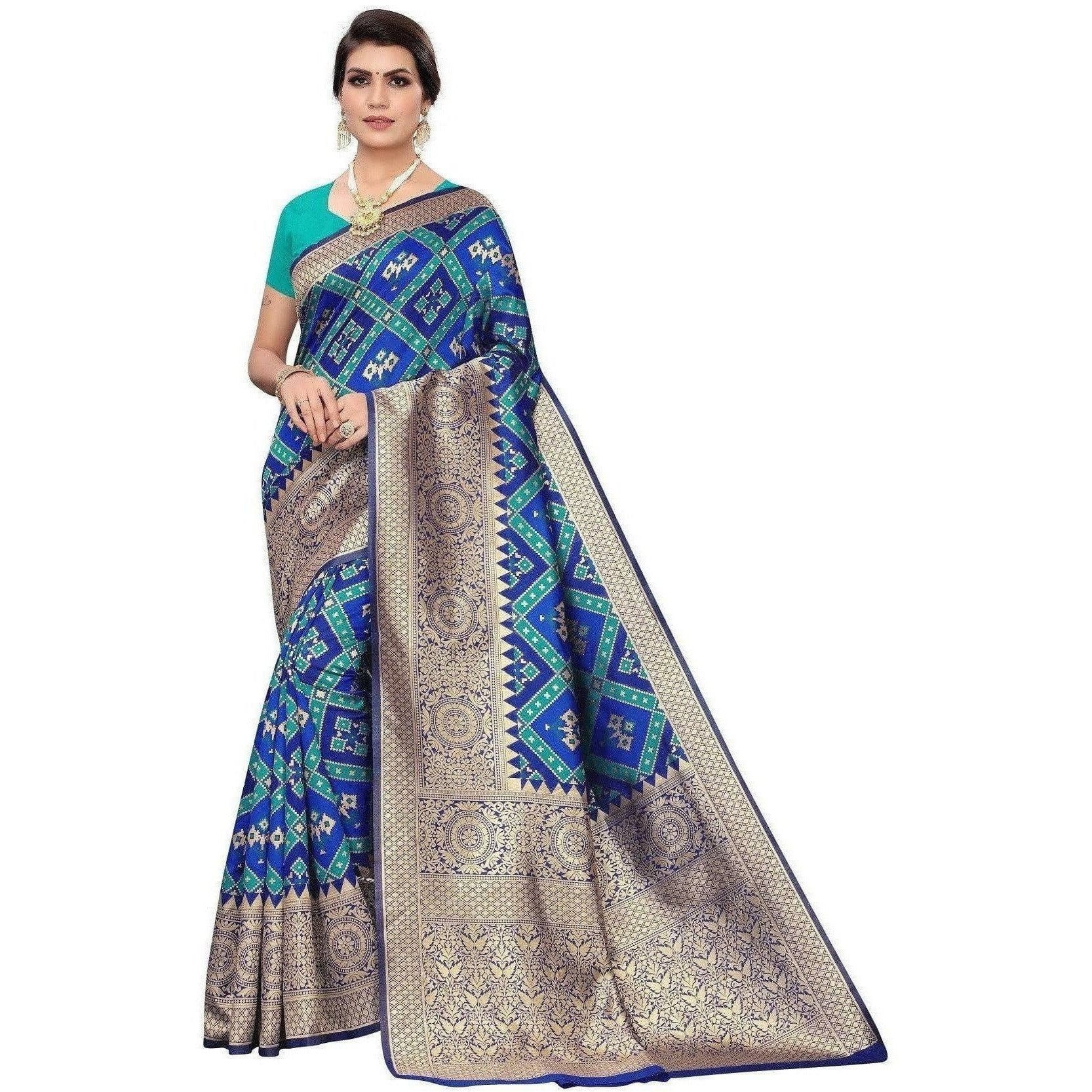 Vamika Banarasi Jaquard Blue Weaving Saree (Banarasi 18)