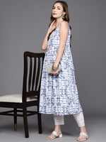 Thumbnail for Biba Women White & Navy Blue Pure Cotton Checked A-Line Kurta - Distacart