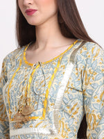 Thumbnail for Kalini Women Yellow Ethnic Motifs Printed Pure Cotton Kurta with Trousers & With - Distacart