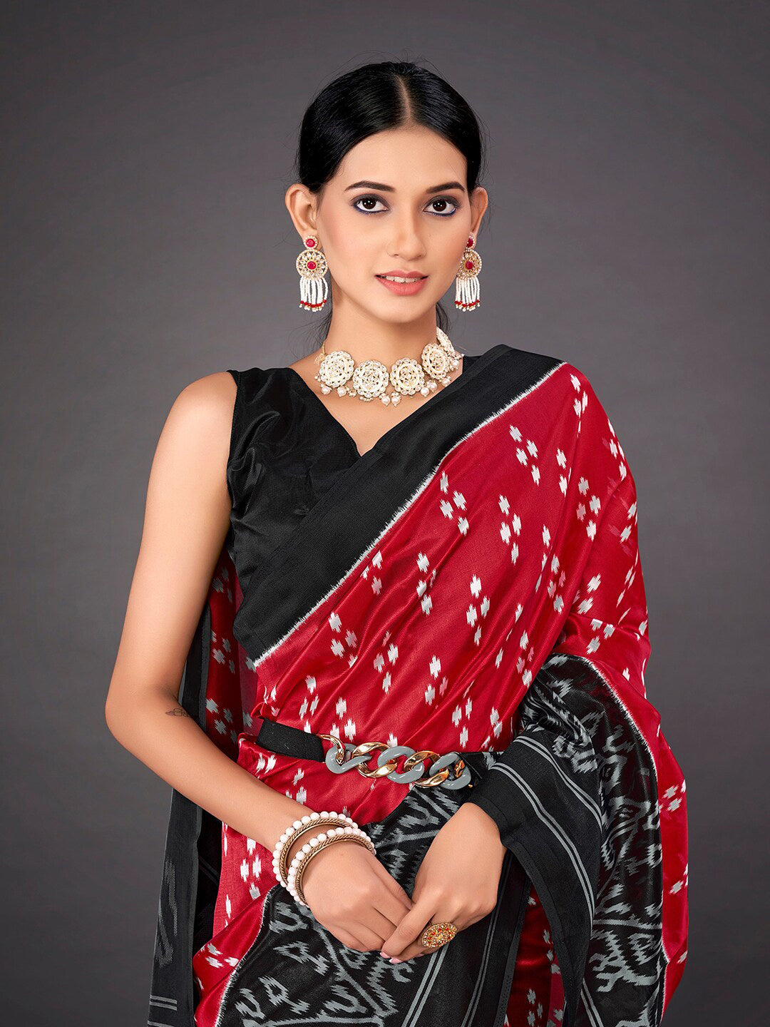 Kalini Ethnic Motifs Printed Art Silk Ikat Saree - Distacart