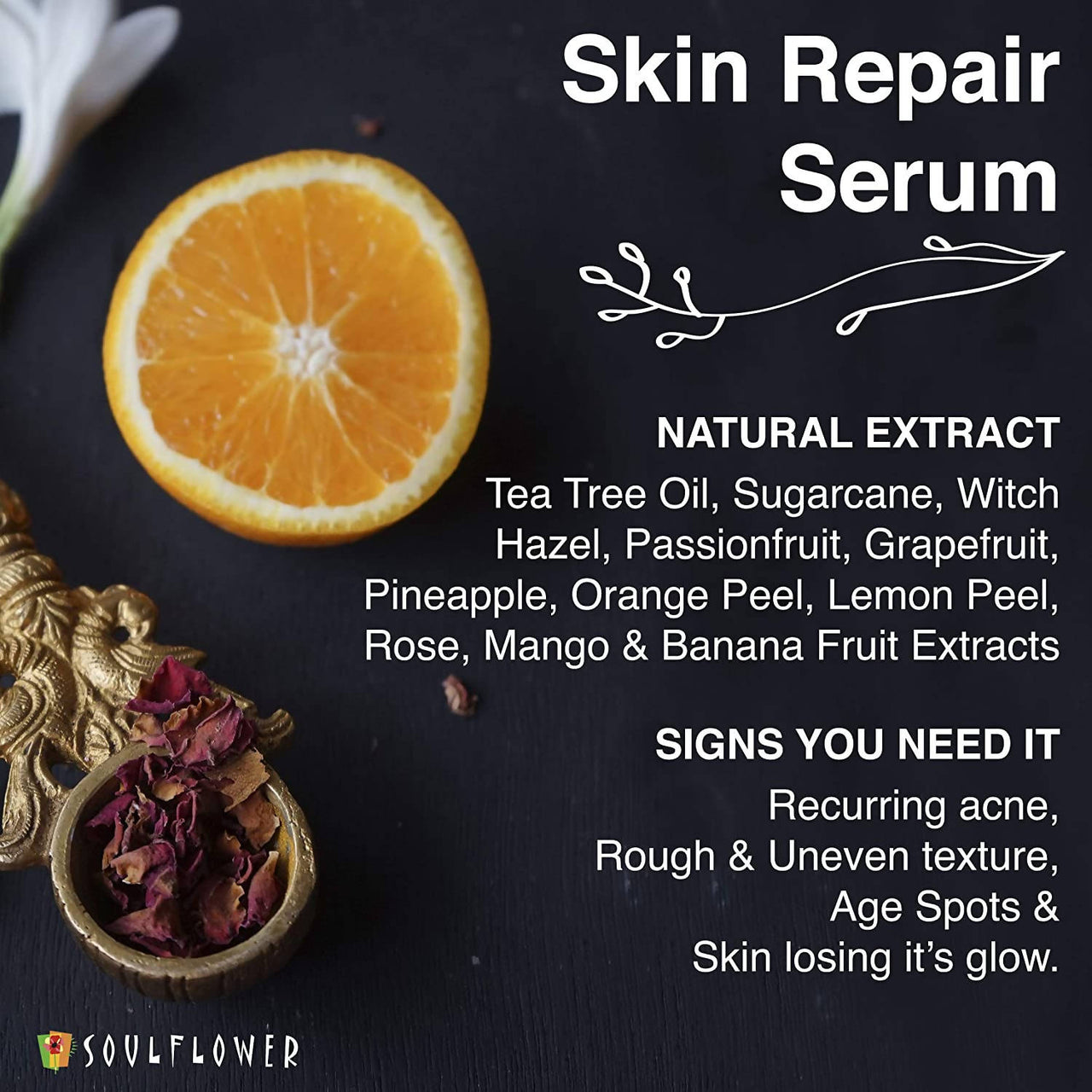 Soulflower Herbal Repair Serum AHA uses