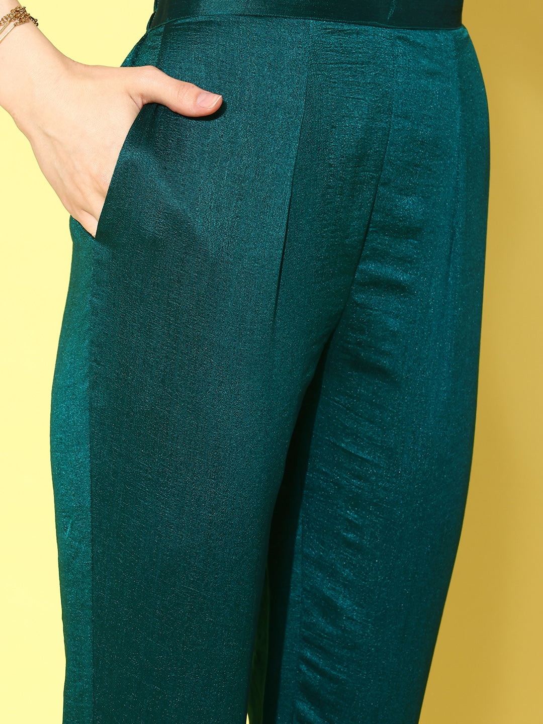 Sangria Women Floral Embroidered Angrakha Kurta with Trousers & With Dupatta - Distacart