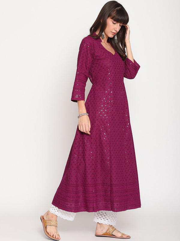 Kalini Women Ethnic Motifs Embroidered Cotton Anarkali Kurta - Distacart