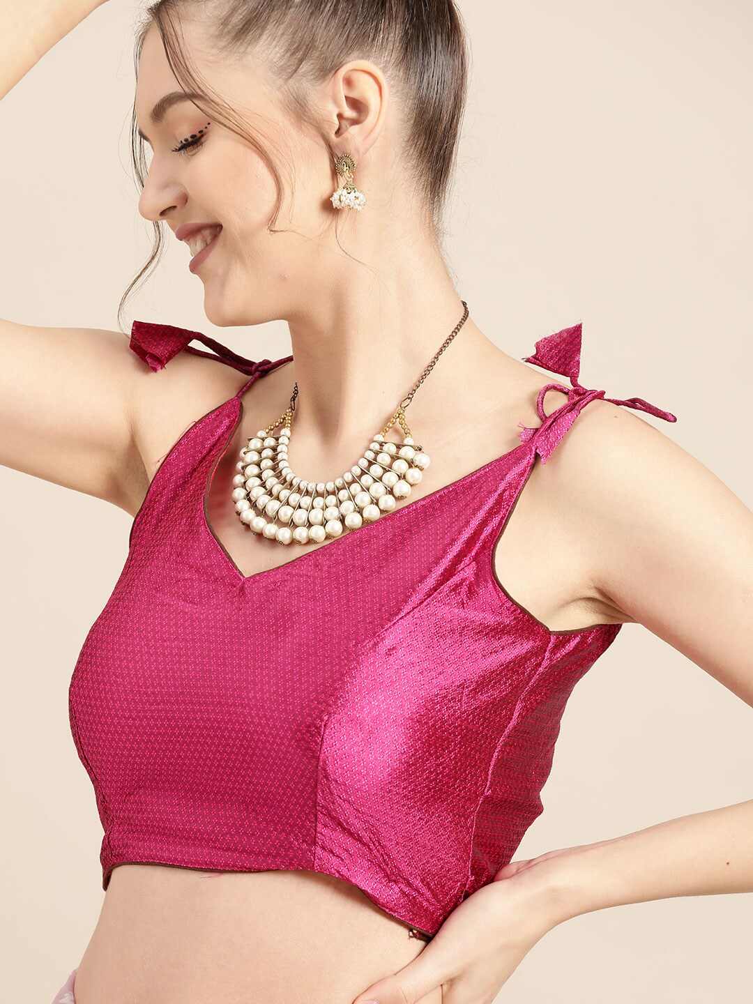 Tikhi Imli Pretty Pink Printed Poly Georgette Saree - Distacart