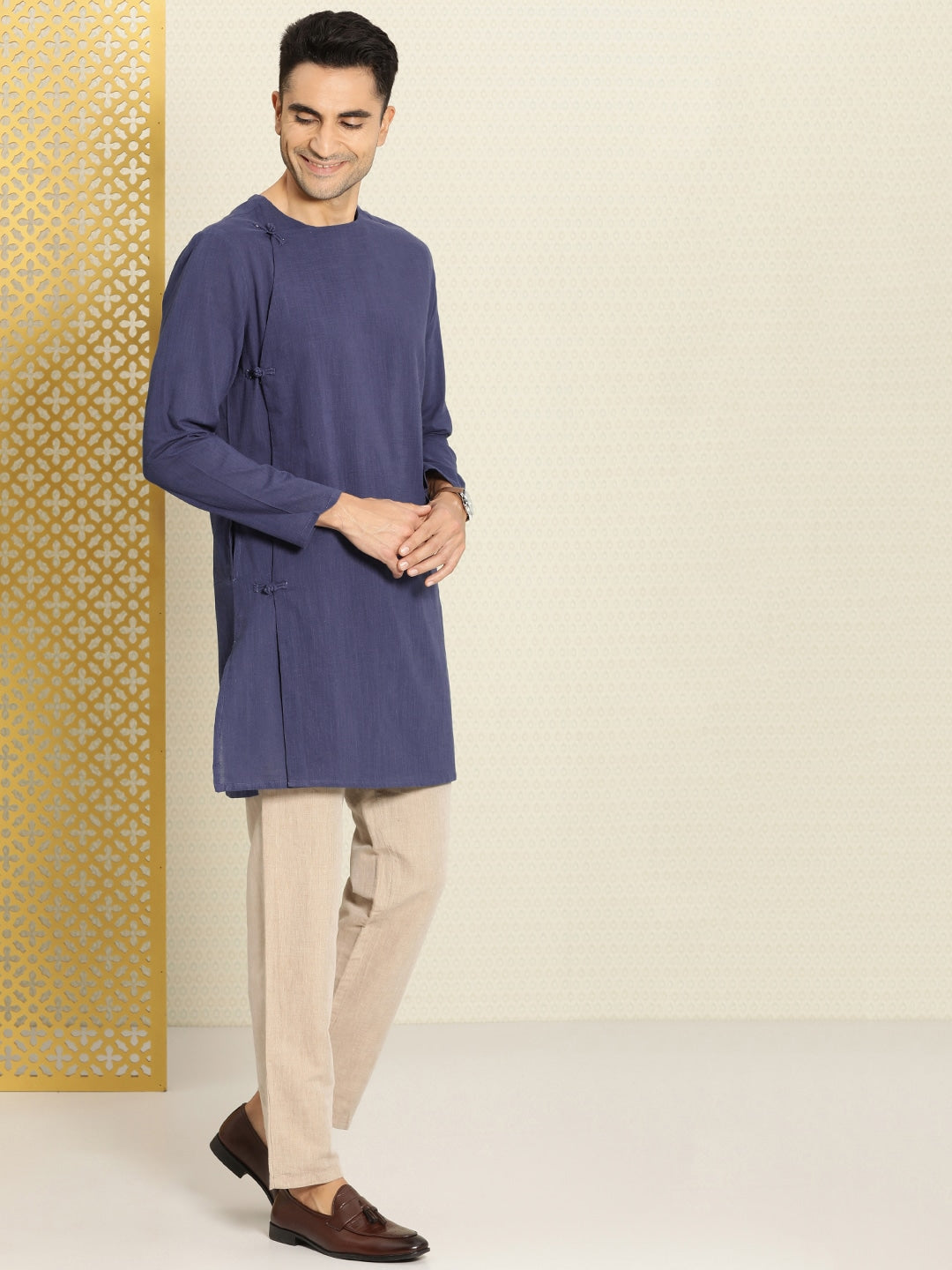 House of Pataudi Rozana Pure Cotton Angrakha Kurta - Distacart