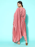 Thumbnail for Sangria Floral Embroidered Regular Sequinned Kurta With Trousers & With Dupatta - Distacart