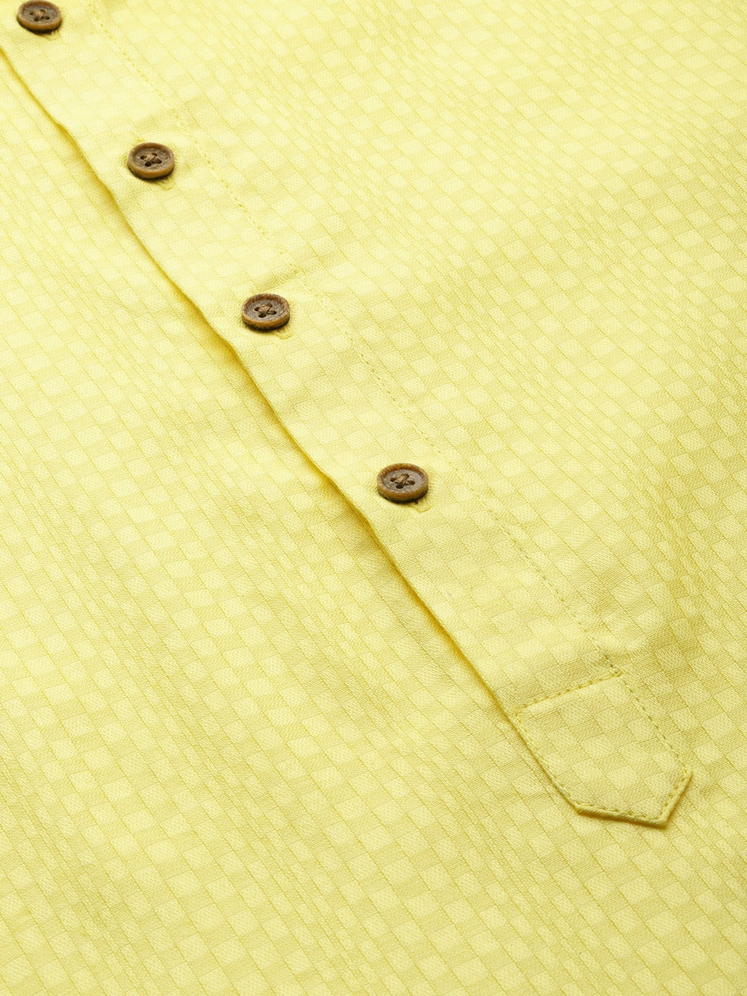 Manyavar Men Yellow Pure Cotton Mandarin Collar Kurta Set - Distacart