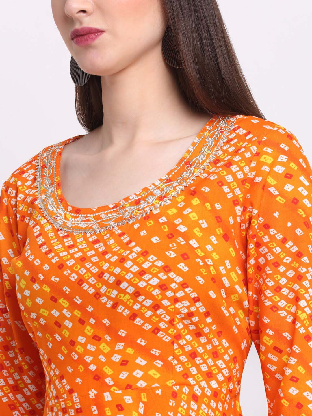 Kalini Women Orange Ethnic Motifs Printed Pastels Anarkali Kurta - Distacart