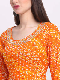 Thumbnail for Kalini Women Orange Ethnic Motifs Printed Pastels Anarkali Kurta - Distacart
