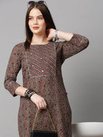 Thumbnail for Kalini Women Brown Floral Printed Kurta with Palazzos - Distacart