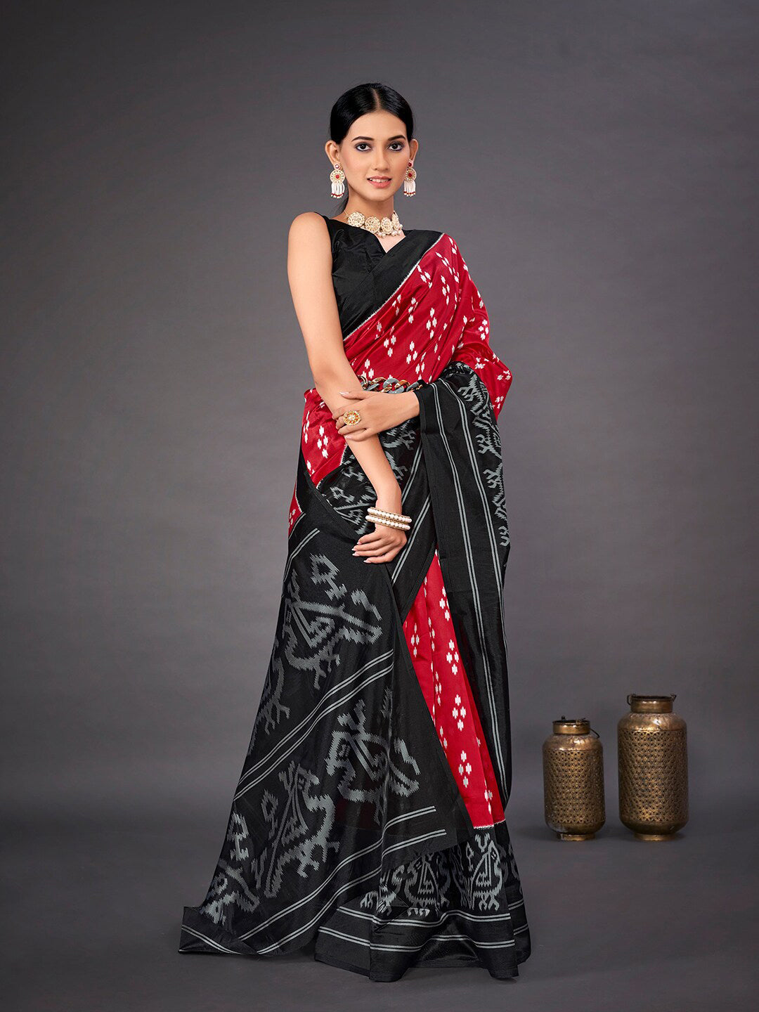 Kalini Ethnic Motifs Printed Art Silk Ikat Saree - Distacart