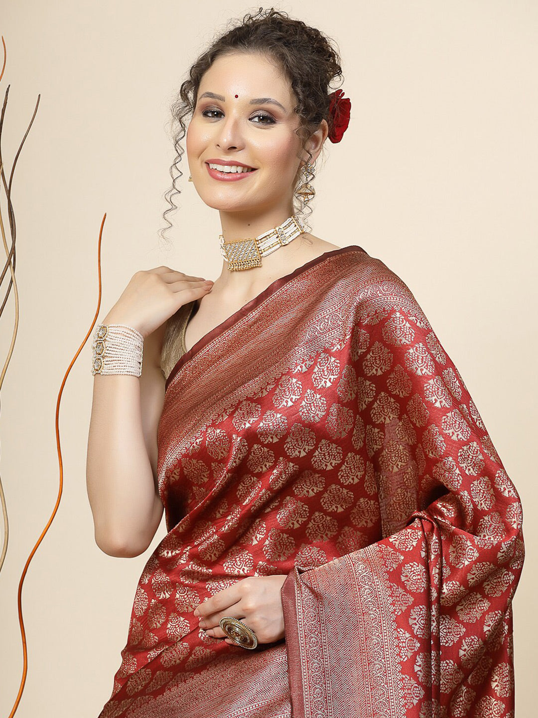 Kalini Ethnic Motifs Woven Design Zari Banarasi Saree - Distacart