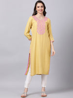 Thumbnail for Souchii Women Blue Floral Yoke Design Grandeur & Majestic Artwork Kurta - Distacart