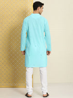 Thumbnail for House of Pataudi Men Pure Cotton Embroidered Chikankari Jashn Kurta with Churidar - Distacart