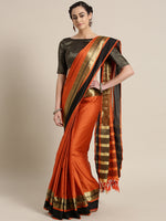 Thumbnail for Saree Mall Rust Orange Solid Saree - Distacart