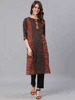 Thumbnail for Jaipur Kurti Women Red Ethnic Motifs Printed Kurta - Distacart