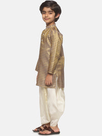 Thumbnail for Sethukrishna Boys Gold-Toned Ethnic Motifs Printed Kurta with Dhoti Pants - Distacart