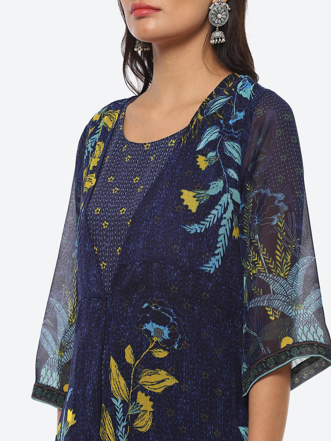 Biba Women Floral Printed Thread Work A-Line Kurta - Distacart