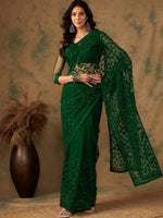 Thumbnail for Sangria Floral Embroidered Net Sarees - Distacart
