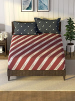 Thumbnail for Nautica Noridge Red & White Printed Cotton 160 TC King Bedsheet with 2 Pillow Covers - Distacart