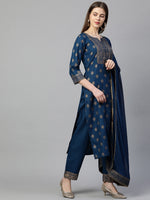 Thumbnail for Kalini Printed Gotta Patti Kurta with Trousers & With Dupatta - Distacart
