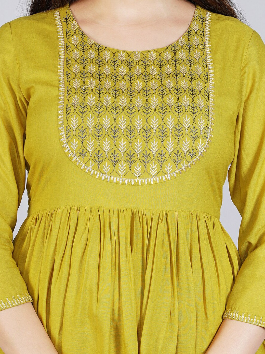 Kalini Women Mustard Yellow Ethnic Motifs Embroidered Anarkali Kurta - Distacart