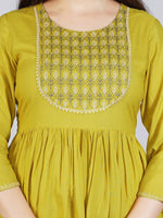 Thumbnail for Kalini Women Mustard Yellow Ethnic Motifs Embroidered Anarkali Kurta - Distacart