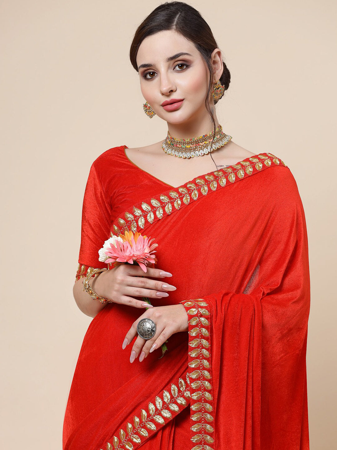 Kalini Embroidered Velvet Saree - Distacart