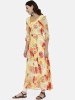 Thumbnail for Souchii Yellow Printed A-Line Kurta - Distacart