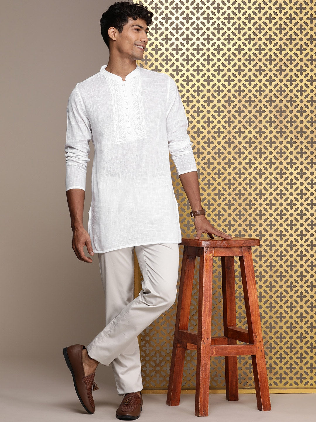 House of Pataudi Ethnic Motifs Embroidered Thread Work Pure Cotton Jashn Kurta - Distacart