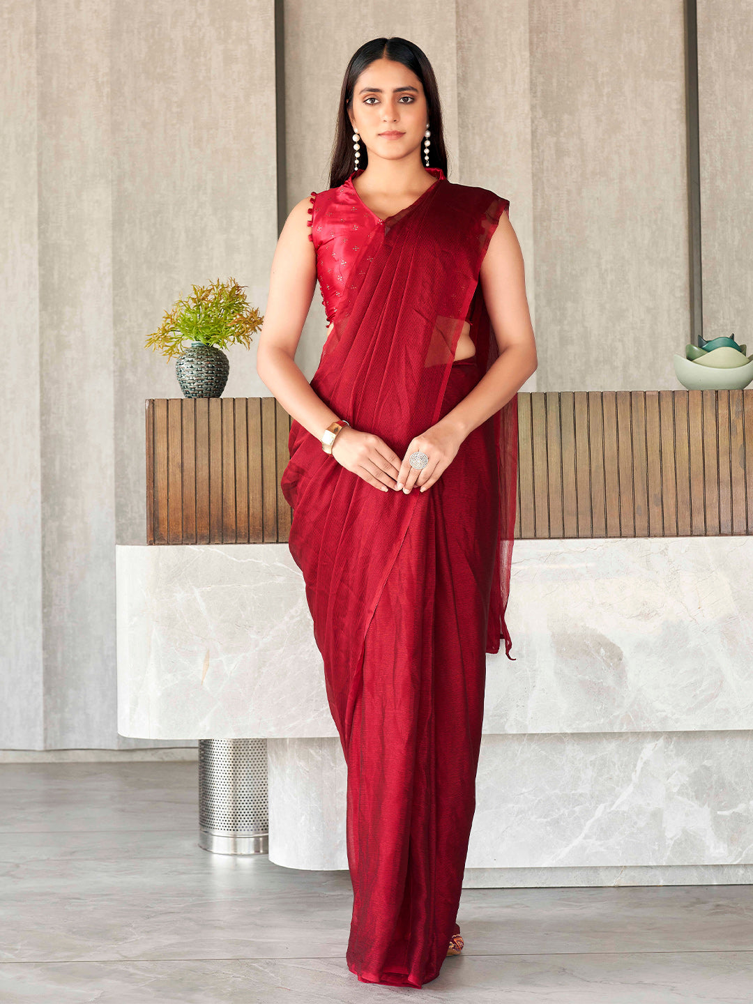 Tikhi Imli Polyester Ready to Wear Saree - Distacart