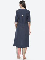 Thumbnail for Biba Women Navy Blue & Beige Kurta with Trousers - Distacart