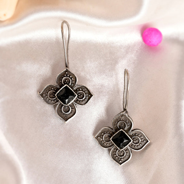 Shoshaa Silver Plated Floral Drop Earrings - Distacart