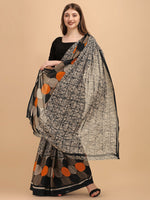 Thumbnail for Sangria Black & Beige Pure Georgette Saree - Distacart