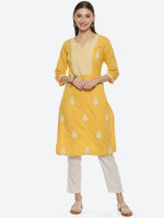 Thumbnail for Biba Women Ethnic Motifs Embroidered Cotton Kurta - Distacart