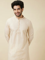 Thumbnail for Manyavar Geometric Woven Design Pure Cotton Kurta With Pyjamas - Distacart